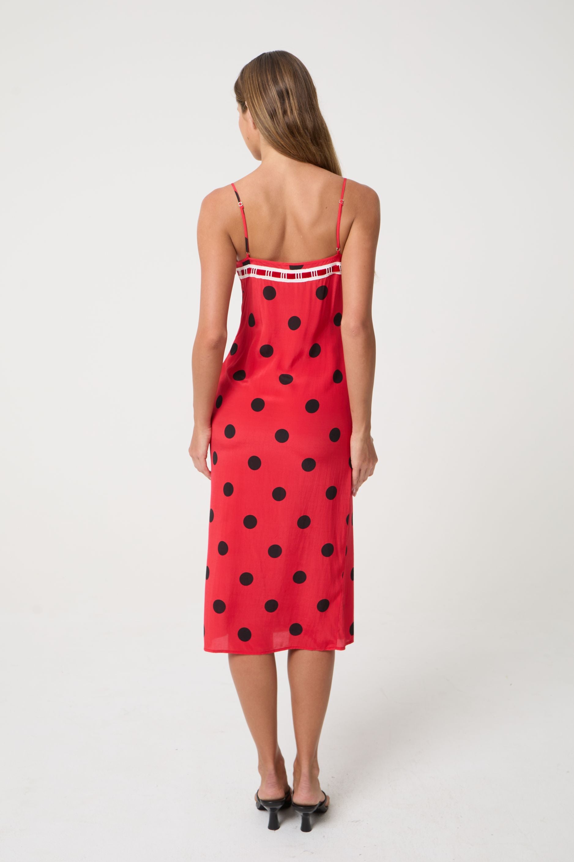 LUCIA MIDI DRESS | RED POCKA - Love McNicoll