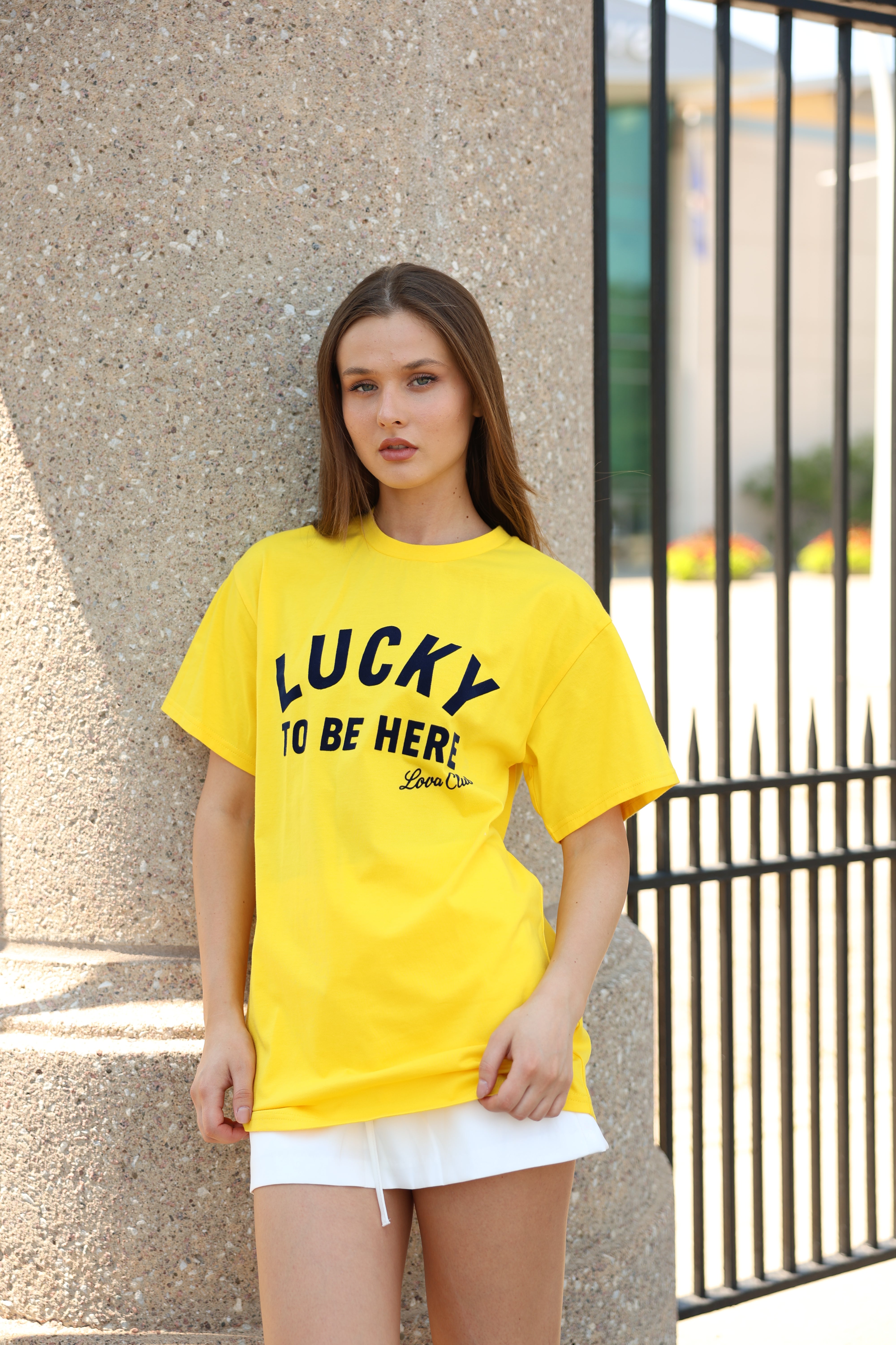 LUCKY TO BE HERE TEE