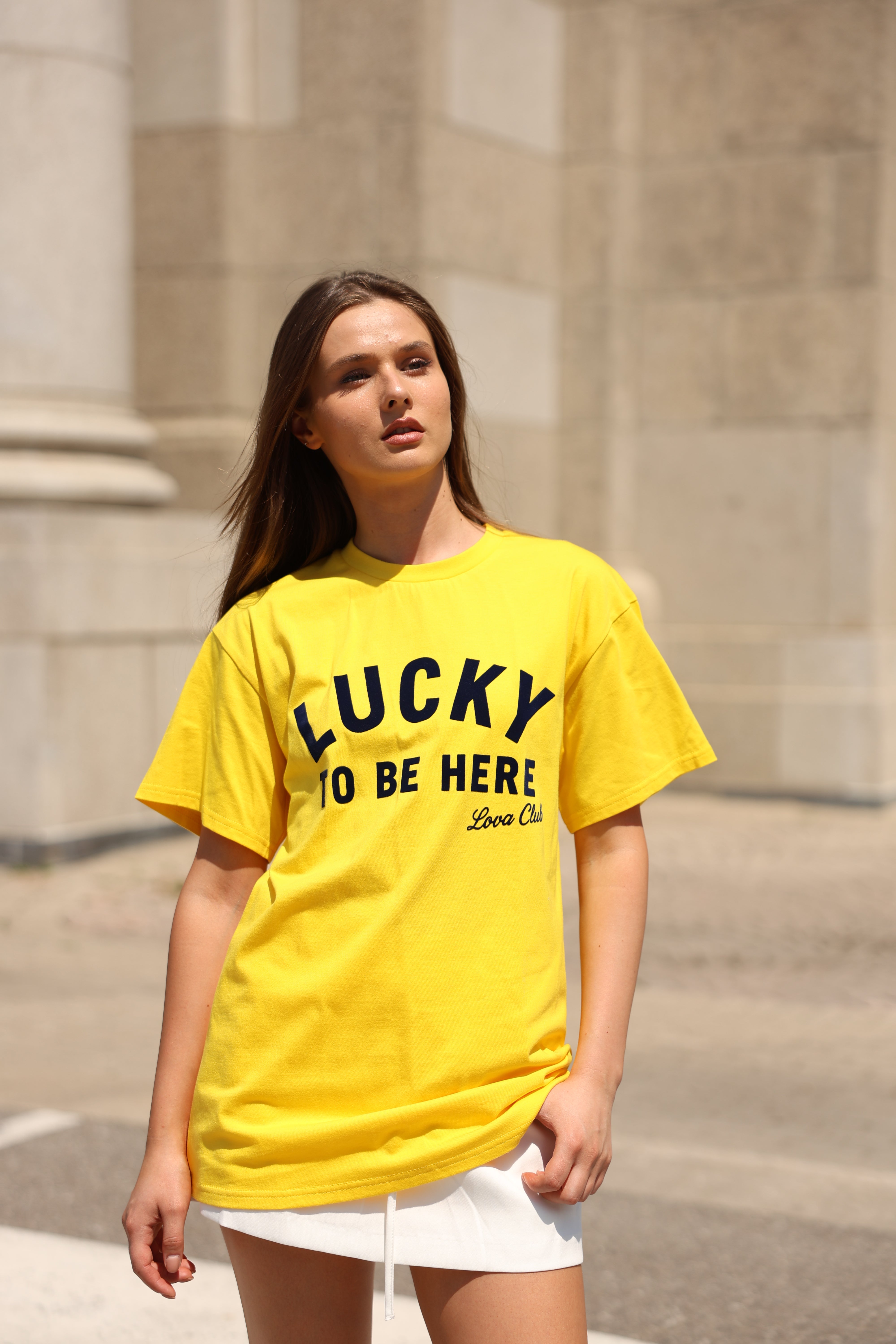LUCKY TO BE HERE TEE