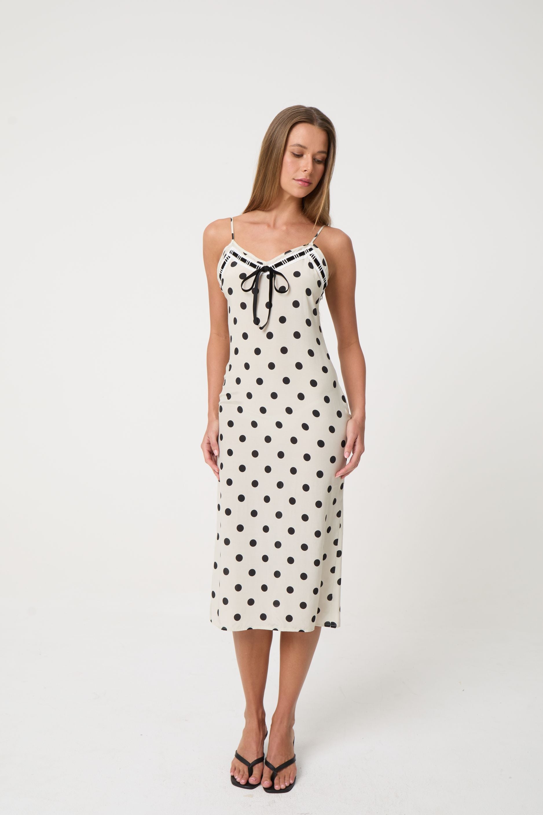 LUCIA MIDI DRESS | CREAM POCKA - Love McNicoll